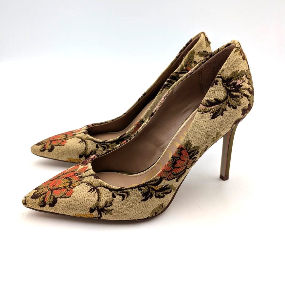 Sam Edelman Hazel Pointed Toe Pump Women's Natural/Multi Fabric US7.5M EU38